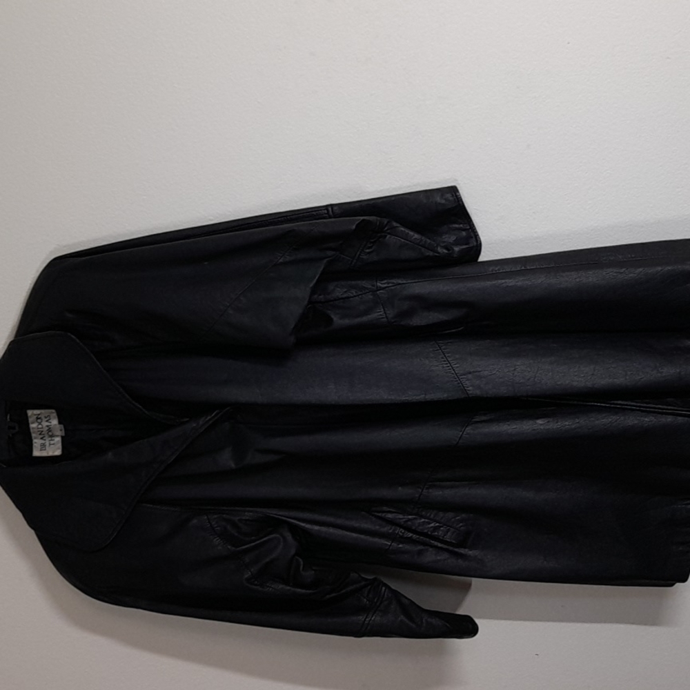 Brandon Thomas Black Leather Swing Coat